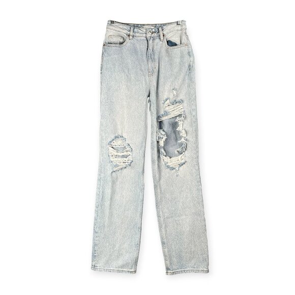 Pacsun 90’s Boyfriend Denim Ripped Jeans Womens Size 27 Light Wash Blue Grunge - Picture 1 of 8